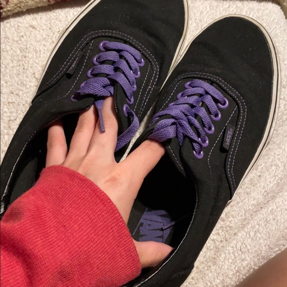 Black and purple vans shoes